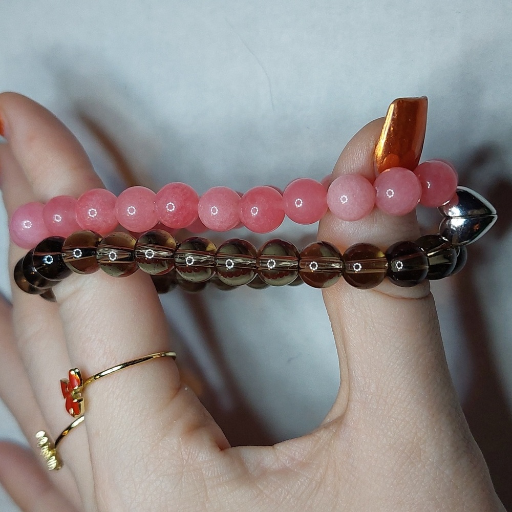 Customizable Couple stone bracelet bundle/silver alloy magnetic heart